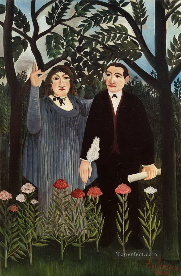 the muse inspiring the poet 1909 1 Henri Rousseau Post Impressionism Naive Primitivism Oil Paintings